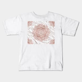 Rose gold mandala on taupe marble Kids T-Shirt